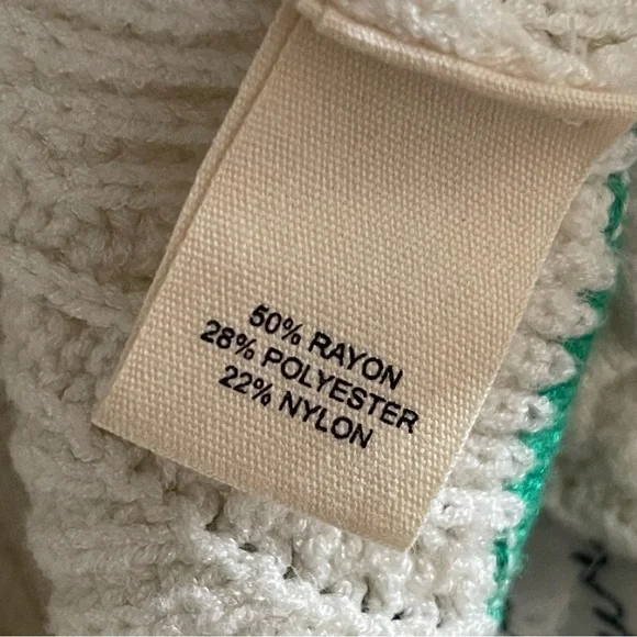 Marled Cream green Stripe Knitted Sweater Size XL